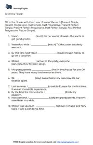 Grammar test – כיתות ח ומעלה