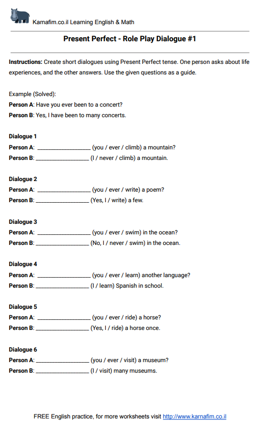 Present Perfect - Role Play Dialogue #1-p1