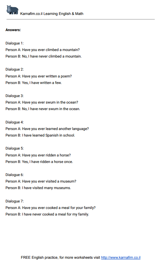 Present Perfect - Role Play Dialogue #1-p2
