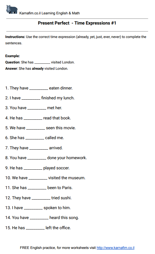 Present Perfect - Time Expressions #1-p1