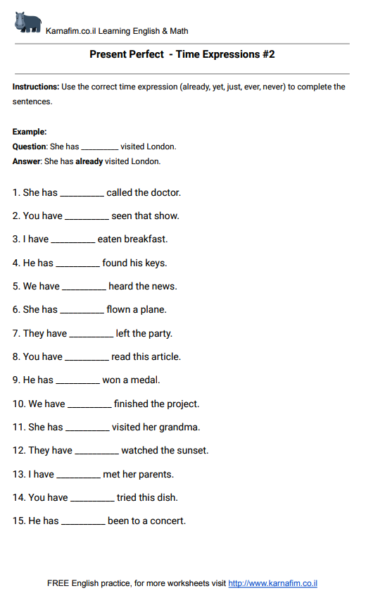 Present Perfect - Time Expressions #2-p1