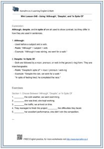 Mini Lesson 048 – Using Although, Despite, and In Spite Of